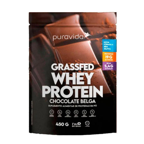 Grassfed Whey Protein Chocolate Belga Puravida 450g - MEUBRASILONLINE