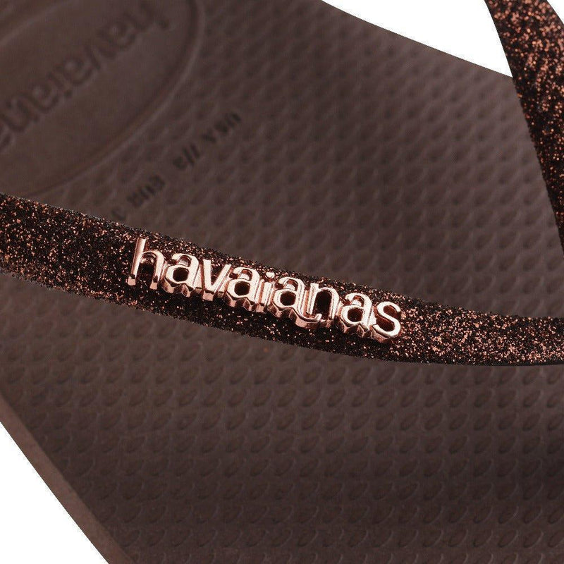 Havaianas Slim Square Glitter Café - MEUBRASILONLINE