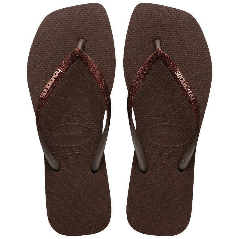 Havaianas Slim Square Glitter Café - MEUBRASILONLINE