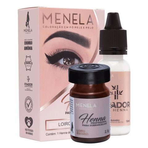 Kit Henna Menela Sobrancelha Profissional Com Fixador 15ml