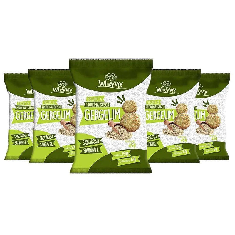 Kit Biscoito de Proteína Sabor Gergelim Wheyviv (5un de 45g) - MEUBRASILONLINE