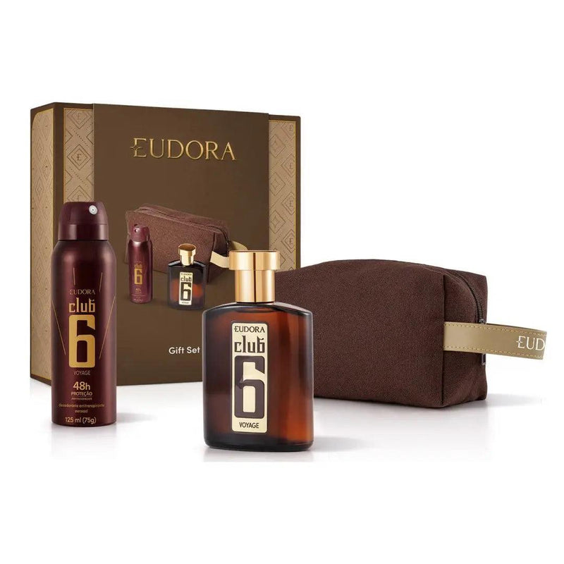 KIT EUDORA MEN CLUB6 VOYAGE COL 95ML+DESOD+NECESSAIRE - Meu Brasil On Line