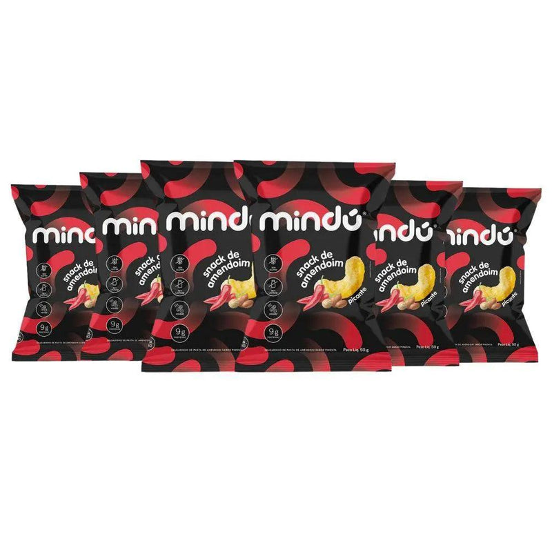 Kit Snack de Amendoim Picante Mindú (6un de 50g) - Meu Brasil On Line