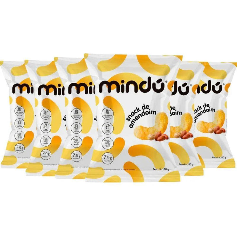 Kit Snack de Amendoim Tradicional Mindú (6un de 50g) - MEUBRASILONLINE