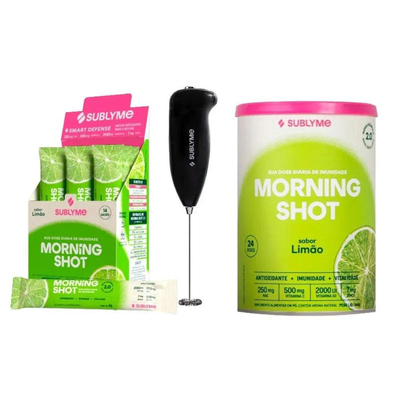 Kit Sublyme Morning Shot Lata 144G + Sachês 84G + Mini Mixer Elétrico - MEUBRASILONLINE