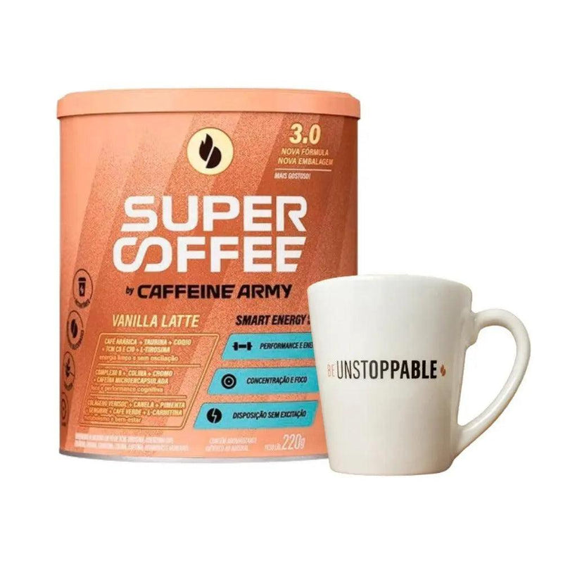 Kit Supercoffee 3.0 Vanilla Latte Caffeine Army 220g + Caneca Supercoffee - Meu Brasil On Line