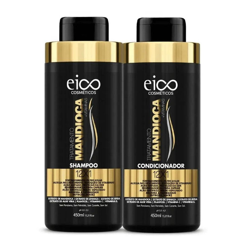 Kit Tratamento Eico Shampoo + Condicionador Mandioca - MEUBRASILONLINE