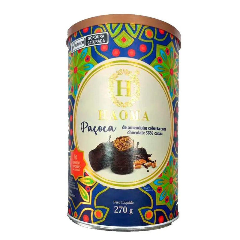 Lata de Paçoca Amendoim Cobertura Chocolate Haoma 270g - MEUBRASILONLINE