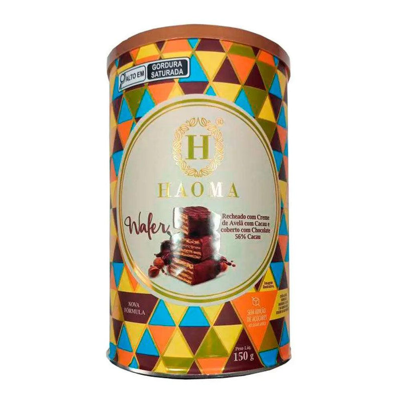 Lata de Wafer Avelã e Chocolate Haoma 150g - MEUBRASILONLINE