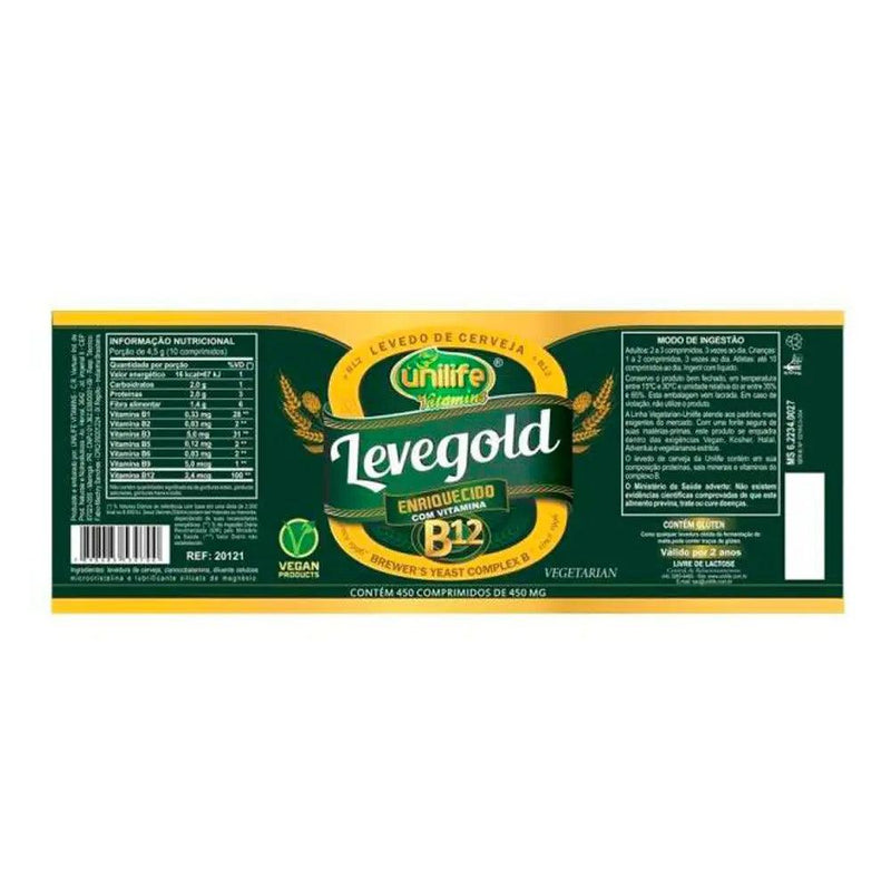 Levegold + Vitamina B12 Unilife 450 Comprimidos - Meu Brasil On Line