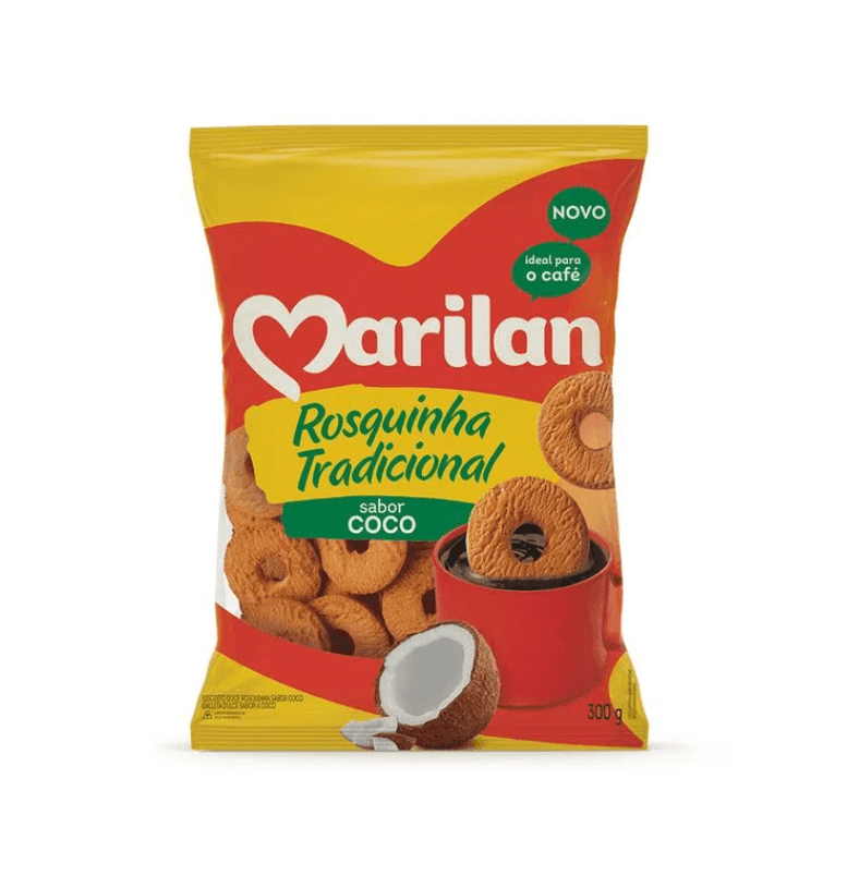 Marilan Rosquinhas sabor Coco 300g - Coconut Flavored Cookies 14oz - MEUBRASILONLINE