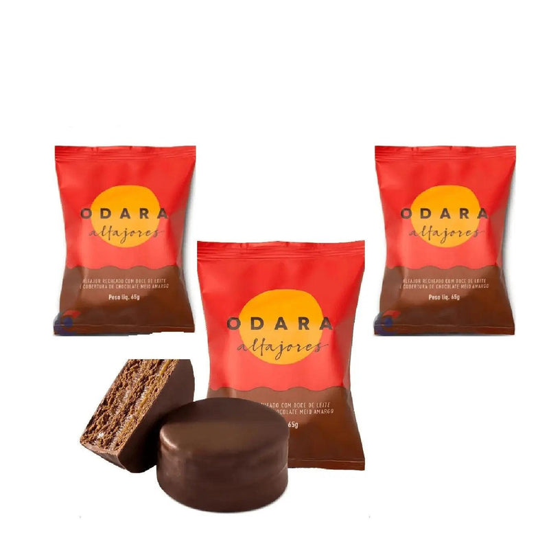 MINI ALFAJOR ODARA COM CHOCOLATE MEIO AMARGO 3x65G - Meu Brasil On Line