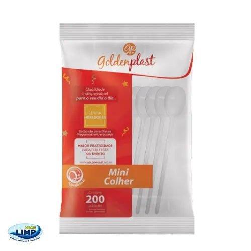 Mini Colher Biodegradável Cristal 200 unidades Goldenplast - MEUBRASILONLINE