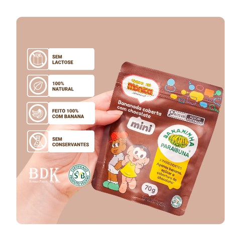 Bananinha Paraibuna Mini Turma da Mônica com Cobertura de Chocolate 70g