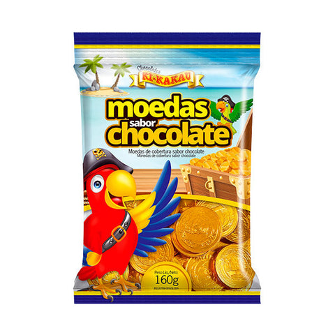 MOEDAS SABOR CHOCOLATE AO LEITE SACO 160G KI-KAKAU