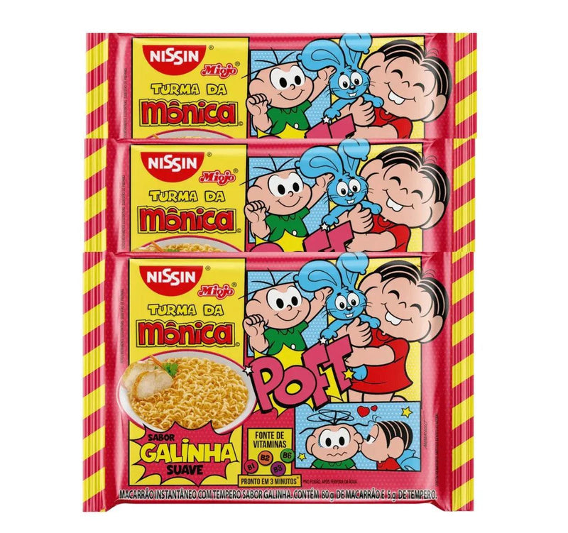 Nissin turma Monica sabor galinha suave 3x 85G - Meu Brasil On Line