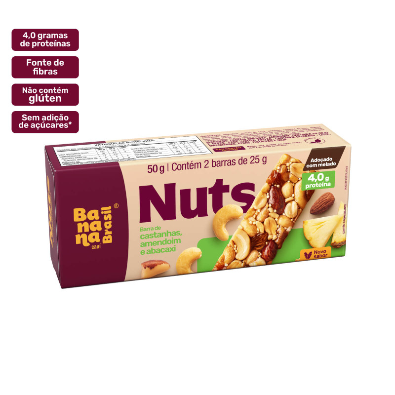 Banana Brasil Nuts - Castanhas e Abacaxi - Caixa com 2Un de 25g