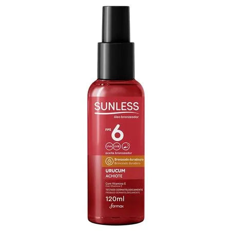 Sunless Fps 6 Óleo Urucum Bronzeador 120ml