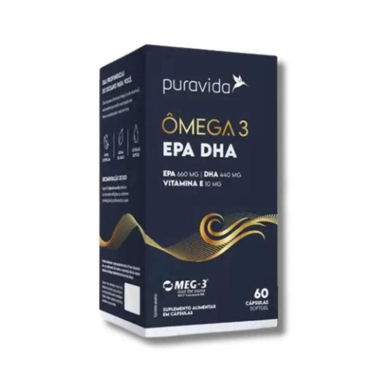 Ômega-3 EPA DHA Puravida 60 Caps - MEUBRASILONLINE