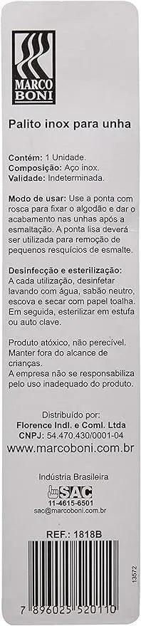 Palito Para Unha Com Ponta Dupla Aço Inox 1818B (MARCO BONI) - MEUBRASILONLINE