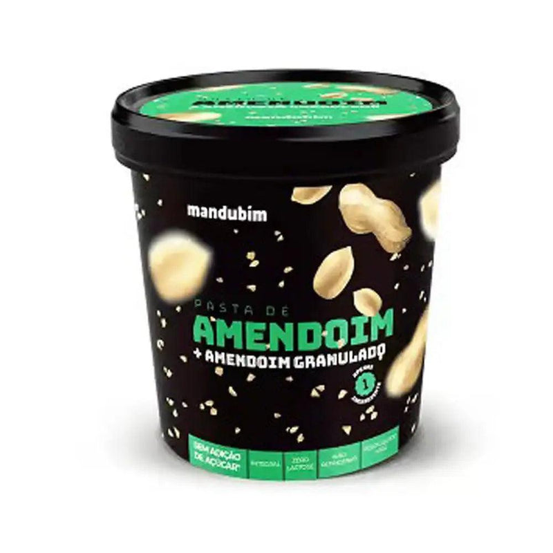 Pasta de Amendoim com Amendoim Granulado Mandubim 450g - MEUBRASILONLINE