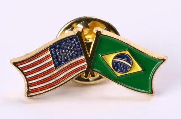 Pin de Lapela do Brasil / USA - Meu Brasil On Line