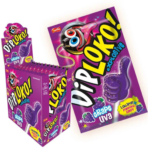 Pirulito Dip Loko sabor uva 15 unidades de 11G - MEUBRASILONLINE