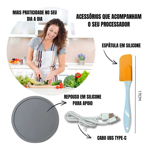 Processador Triturador Alho Mega Power Elétrico 600ml Grande