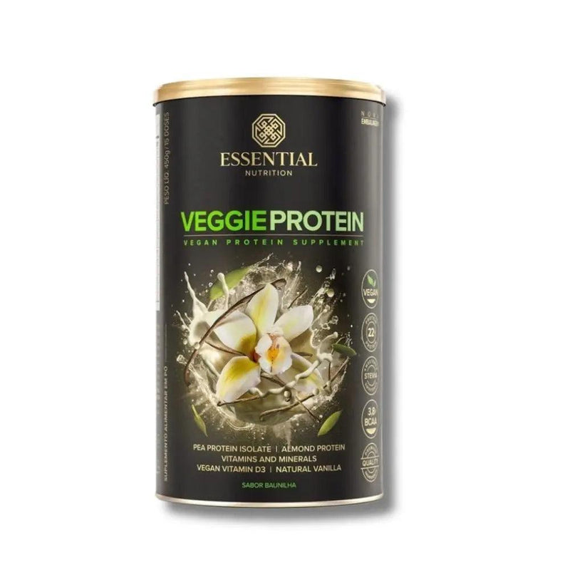 Proteína Vegetal Veggie Protein Vanilla Essential Nutrition 450g - MEUBRASILONLINE