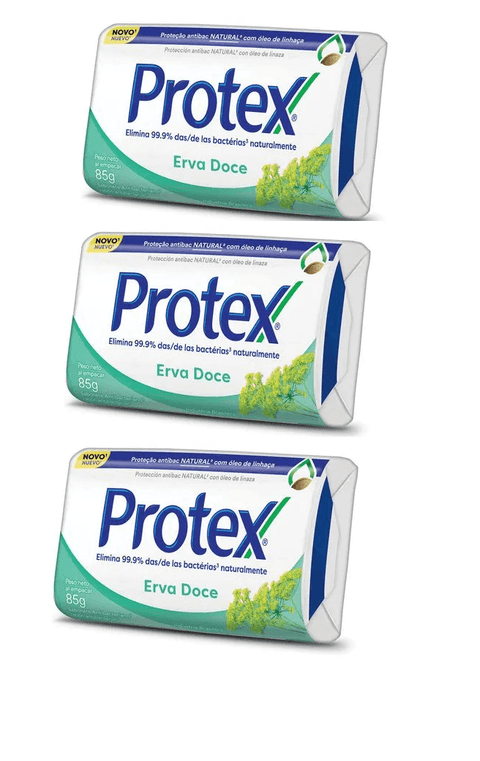 Protex Erva-Doce Sabonete Antibacteriano 3x85g - MEUBRASILONLINE