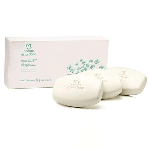 Sabonete Em Barra Puro Vegetal Cremoso Erva Doce Natura- 3Un De 90G Cada - MEUBRASILONLINE