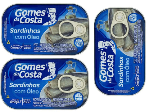 Sardinha Gomes Da Costa Oleo Lata 3 x 84 Gr. - MEUBRASILONLINE