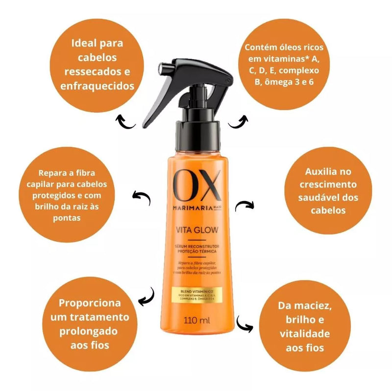 Ox Sérum Reconstrutor e Proteção Térmica Vita Glow 110ml - MEUBRASILONLINE