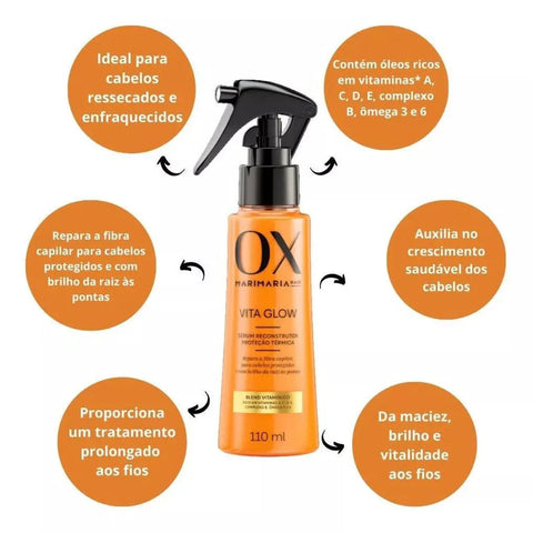 Ox Sérum Reconstrutor e Proteção Térmica Vita Glow 110ml - MEUBRASILONLINE