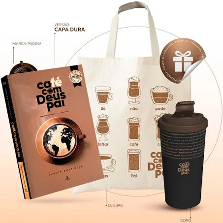 Café com Deus Pai Edição Capa Dura 2025+ Ecobag+ Copo de Café