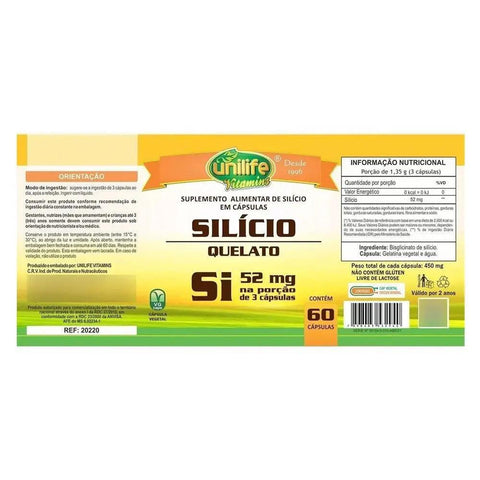 Silício Quelato Si - Unilife - 60 Cápsulas - MEUBRASILONLINE
