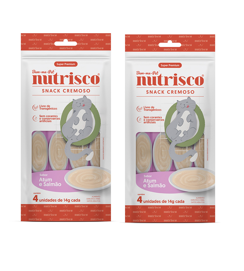 Snack Nutrisco Cremoso para Gatos Adultos Sabor Atum e Salmão 2x56g