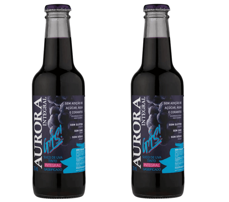 SUCO DE UVA AURORA TINTO INTEGRAL GASEIFICADO 2x 275ML - Meu Brasil On Line