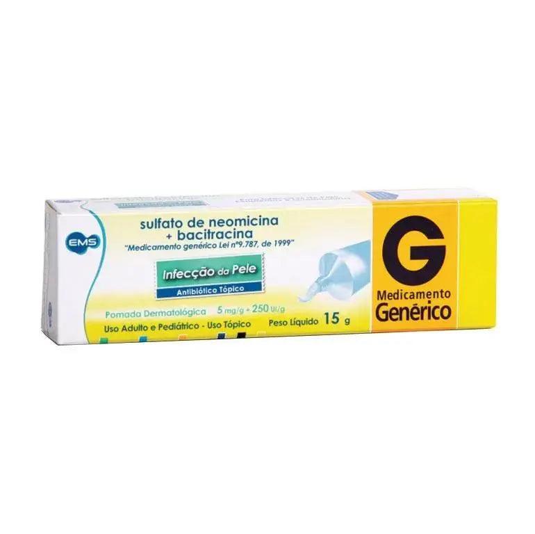 Sulfato de Neomicina Bacitracina Pomada EMS 15g 5mg / 250UI/g - Meu Brasil On Line