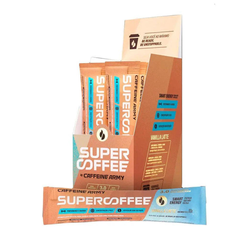 Supercoffee Vanilla Late Caffeine Army (Display 14 sachês 10g cada) - Meu Brasil On Line