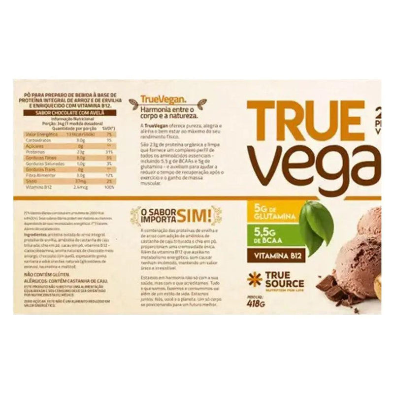 True Vegan Proteína Isolada Vegana Chocolate com Avelã True Source 418g - Meu Brasil On Line