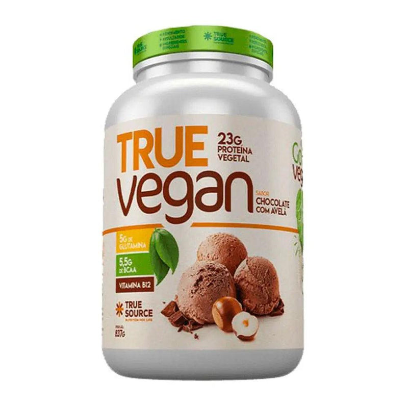 True Vegan Proteína Isolada Vegana Chocolate com Avelã True Source 837g - MEUBRASILONLINE