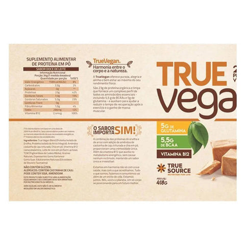 True Vegan Proteína Isolada Vegana Doce de Leite True Source 837g - MEUBRASILONLINE