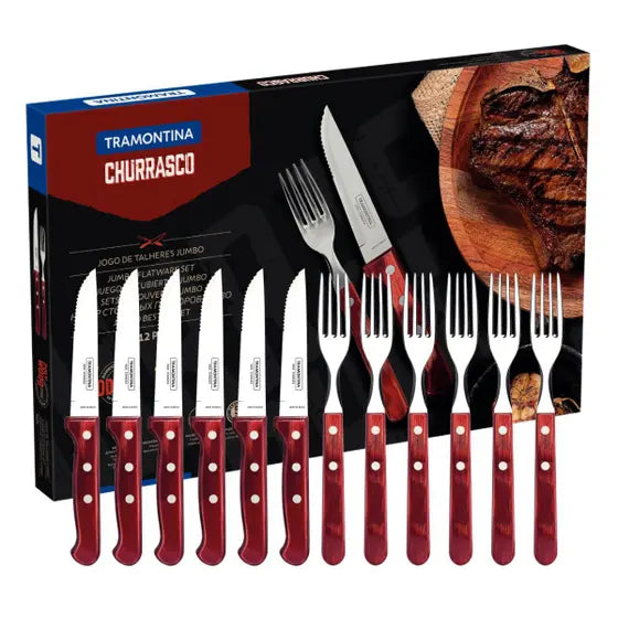 Jogo De Talheres Tramontina Churrasco em aço inox 12 Pcs