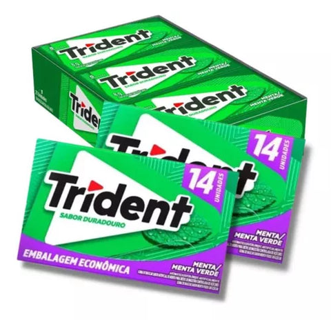 Trident sugar-free spearmint flavored chewing gum box of 12 units (14 pieces/unit)