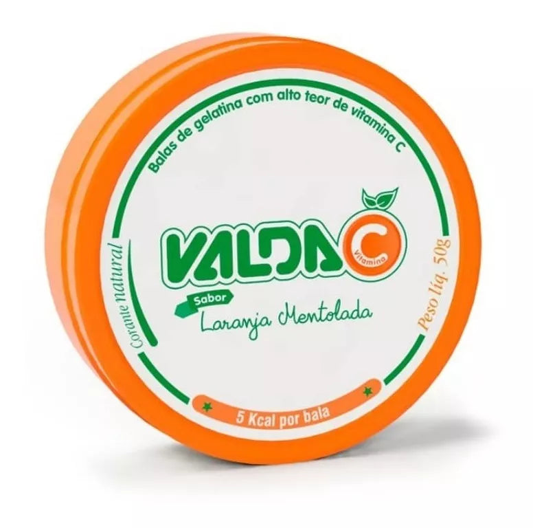 Valda Suplemento Alimentar de Vitamina C em Goma de Gelatina Laranja Mentolada 50G - MEUBRASILONLINE