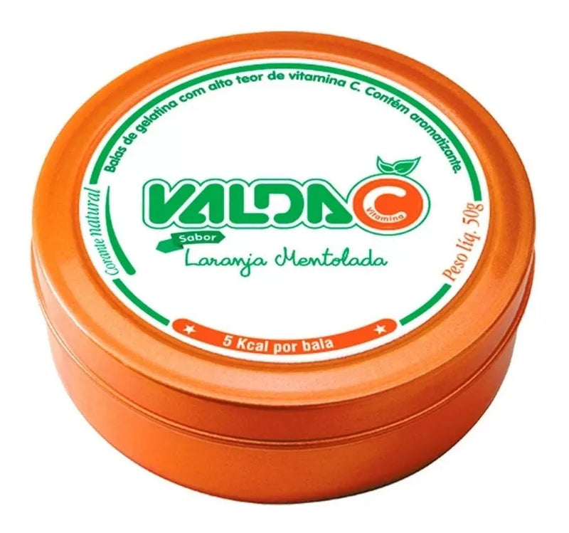 Valda Suplemento Alimentar de Vitamina C em Goma de Gelatina Laranja Mentolada 50G - MEUBRASILONLINE