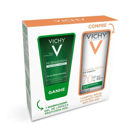 VICHY KIT CAPITAL SOLEIL FPS70 PURIFY 40G S/COR + NORMADERM 40G - MEUBRASILONLINE