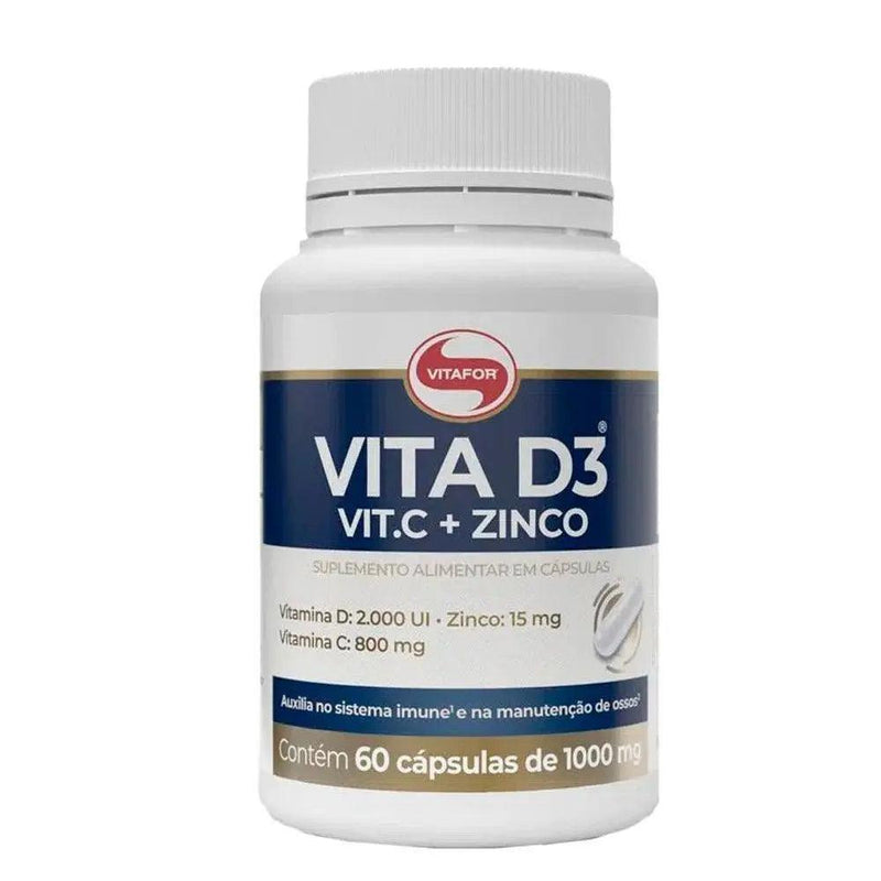 Vita D3 Vit.c + Zinco Vitafor 60 Cáps - MEUBRASILONLINE