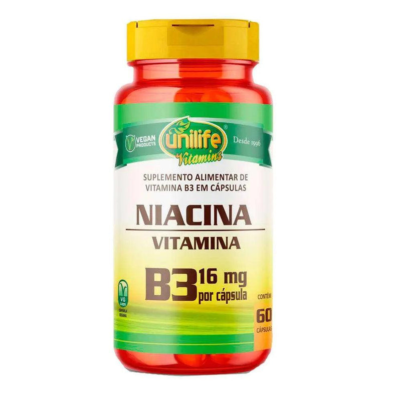 Vitamina B3 Niacina - Unilife - 60 Cápsulas - MEUBRASILONLINE